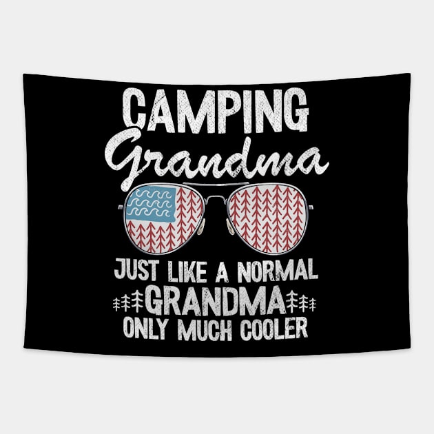 Camping Grandma Just Like A Normal Grandpa Only Much Cooler Funny Camping Tapestry by Kuehni