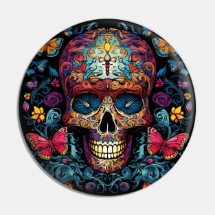 Hippie Skull Butterfly Garden Pin