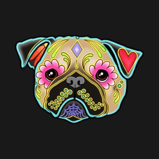 Pug in Fawn - Day of the Dead Sugar Skull Dog T-Shirt