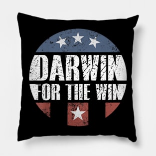 Darwin for the Win Sarcastic Darwin Awards US flag retro Pillow