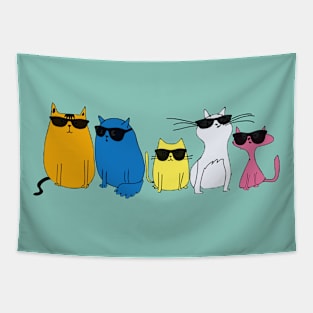 Cool Cats with Sunglasses Tapestry