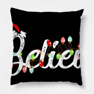 Christmas believe shirt - Christmas light believe Santa hat shirt gift - Christmas family matching shirt Pillow