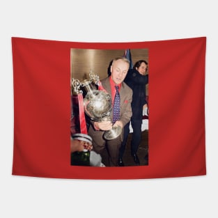 Bill Shankly with the cup Tapestry