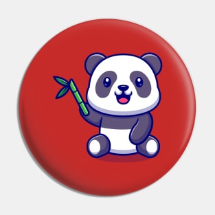 Cute Panda With Bamboo Cartoon Vector Icon Illustration (2) Pin