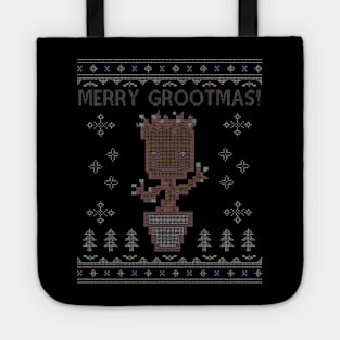 Guardians Of the Galaxy Merry Grootmas Christmas Knit Pattern Tote