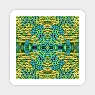 Weave Mandala Yellow Green and Blue Magnet