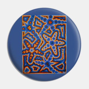 Blue & Orange Light Flower Bursts Pin