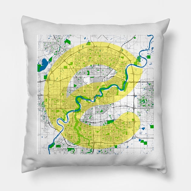 Edmonton Street, River and Park Map Pillow by Edmonton River