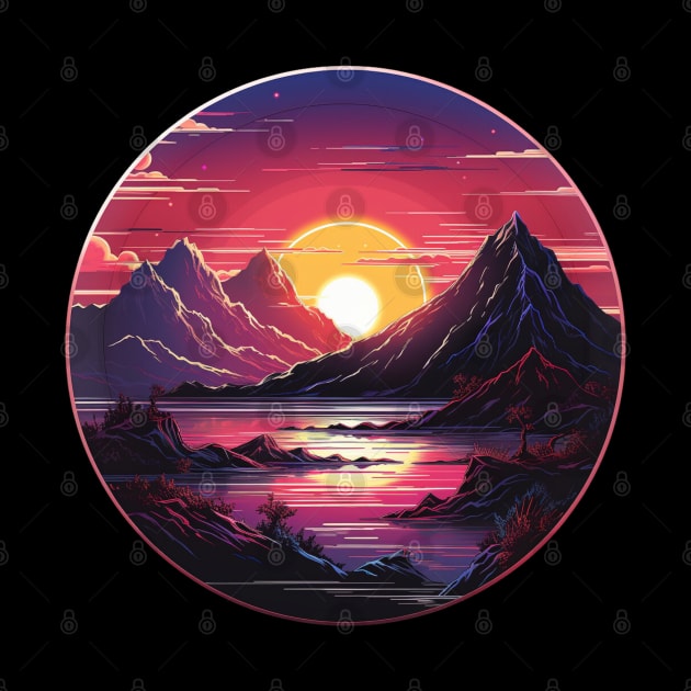 Vintage Vinyl Record Synthwave Sun by Nightarcade