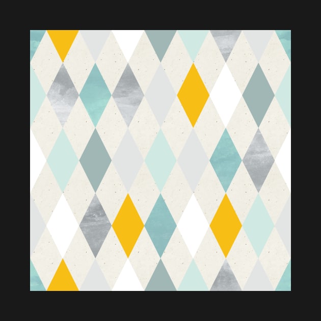 Simple Argyle Pattern in Blue Silver and Yellow by greenoriginals