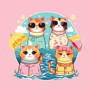 Cats Tropical Holiday Vacation T-Shirt