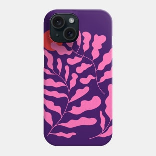 Funky Pink Purple Plants illustration. Abstract Matisse Inspired Art Phone Case