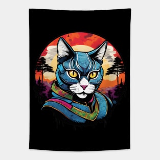 samurai cat fantasy Tapestry