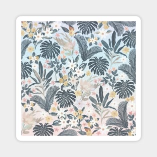 Tropical Grey Gold Foliage Floral Pattern Magnet