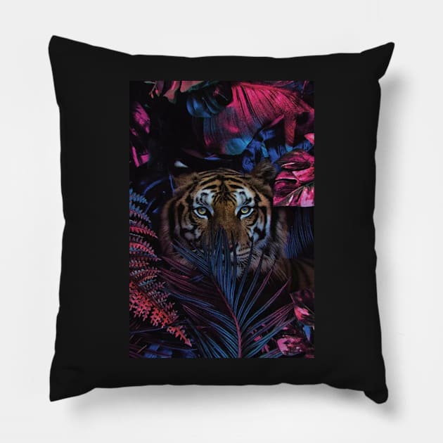 Tiger In Jungle Pillow by Alexander S.