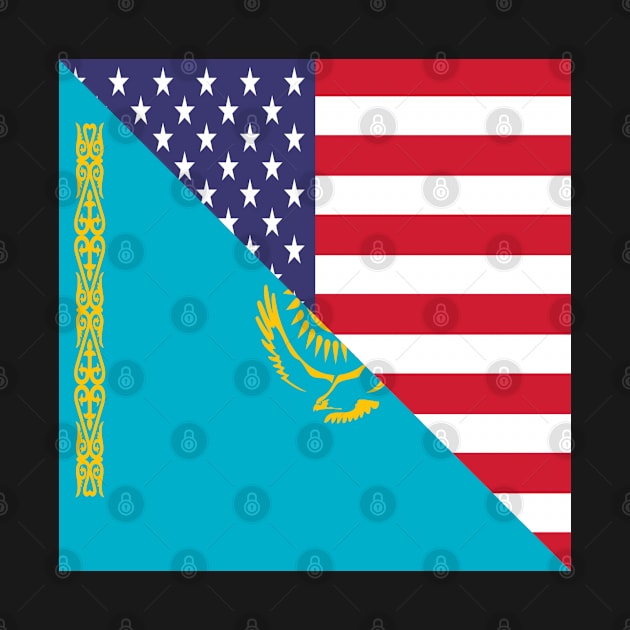 Kazakhstan American Flag USA by ReddBLVD