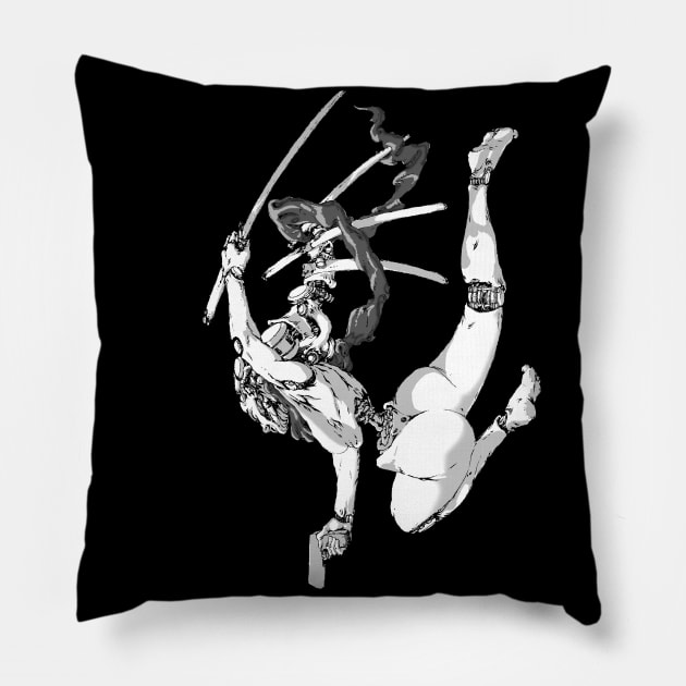 cyber samurai girl Pillow by Takeshi Kolotov