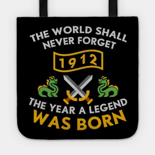 1912 The Year A Legend Was Born Dragons and Swords Design (Light) Tote