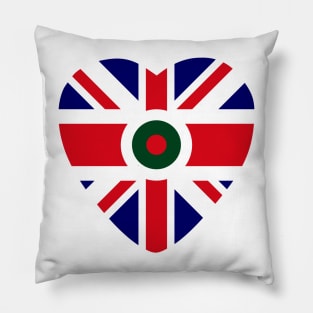 British Bangladeshi Multinational Patriot Flag Series (Heart) Pillow