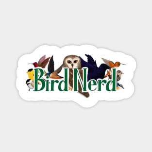 Bird Nerd - owl, hummingbird, raven, chickadee, goldfinch, nuthatch, wren Magnet