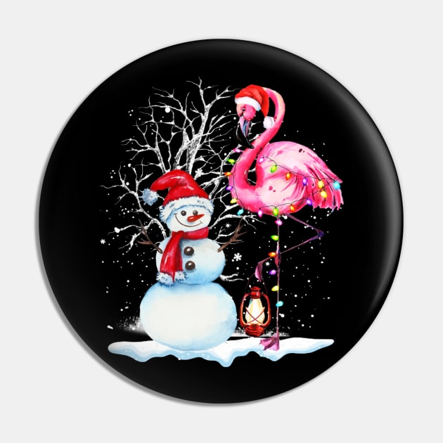 Awesome Flamingo Snowman Winter Snow Merry Christmas Pin by cogemma.art