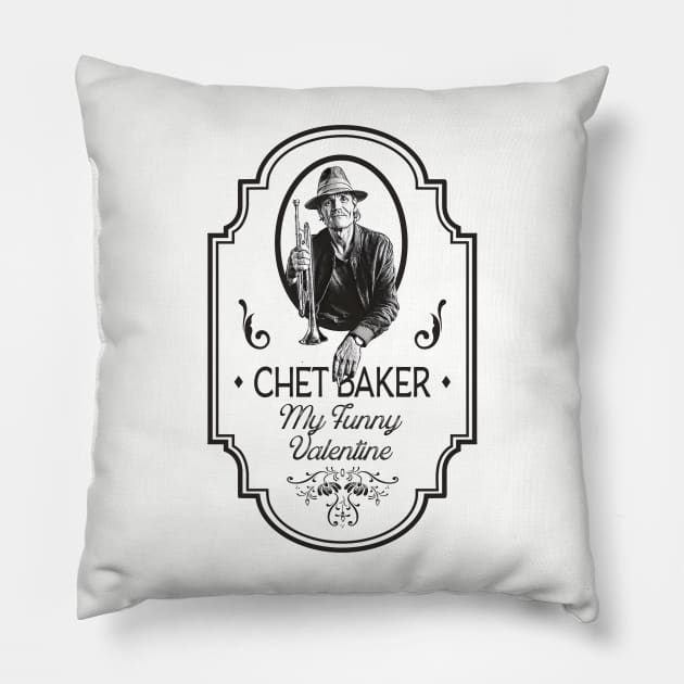 Chet Baker My Funny Valetine Pillow by blackjackdavey