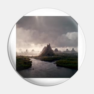 Death Stranding Swamp Landscape with Mountains Pin