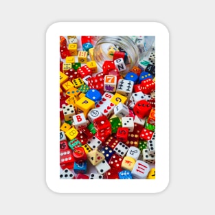 Colorful Pile Of Dice Magnet