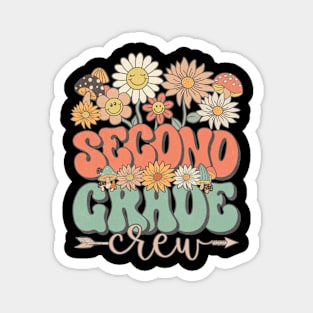 Back To School Retro Groovy Wildflower Second Grade Crew Funny Teacher Girls Magnet