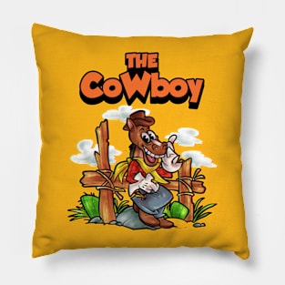 Retro Rustler: Vintage Cowboy Adventure Pillow