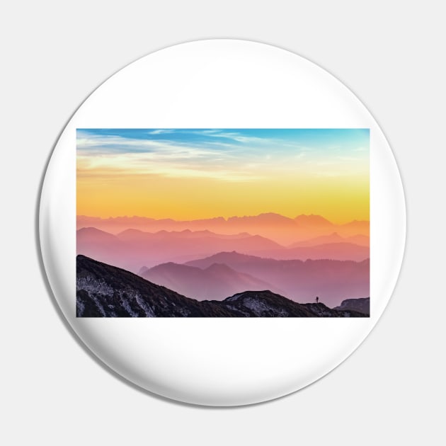 Radiant Horizon: A Colorful Sunset Captured Pin by aestheticand