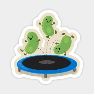 Cute funny green beans on trampoline cartoon Magnet