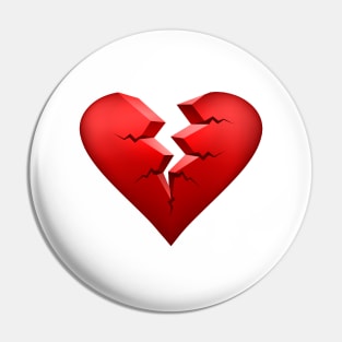 Red Broken Heart Pin