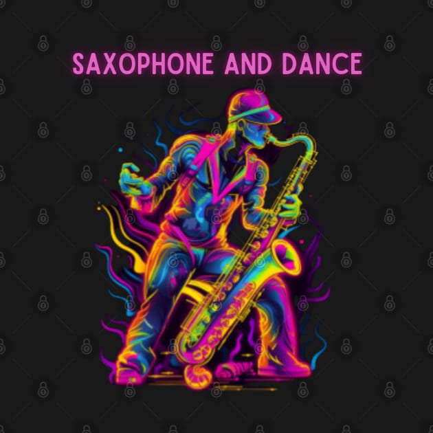 saxophone and dance, neon, saxophonist by Pattyld