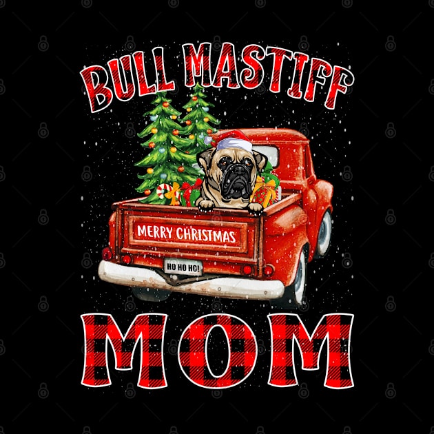 Christmas Bull Mastiff Mom Santa Hat Truck Tree Plaid Dog Mom Christmas by intelus