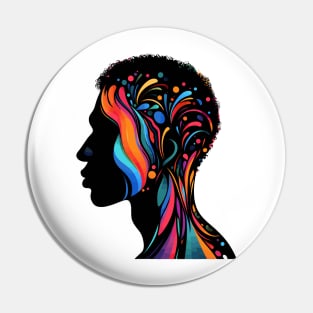 Afrocentric Man Multicolored Silhouette Pin