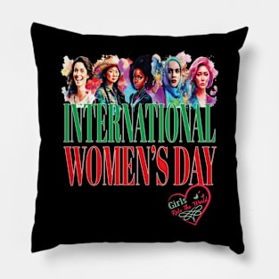 International Women's Day Girls Rule The World Peace Equity Pillow