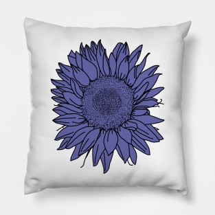 Very Peri Periwinkle Blue Sunflower Floral Drawing Pillow