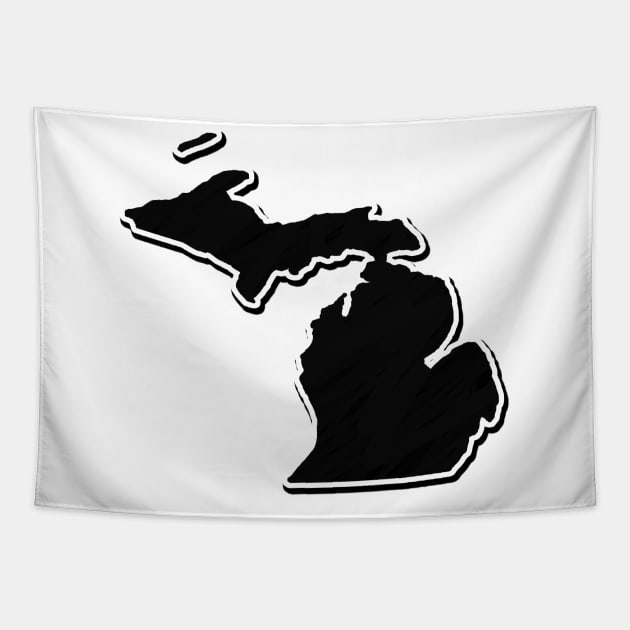 Black Michigan Outline Tapestry by Mookle