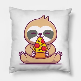 Cute Sloth Eating Pizza Pillow