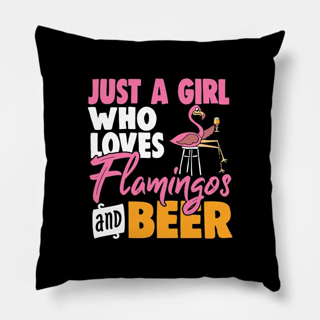 Womens Flamingo product I Just A Girl Who Loves Flamingos And Beer Pillow by biNutz