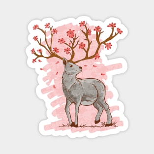 Cherry Blossom Deer Sakura Magnet