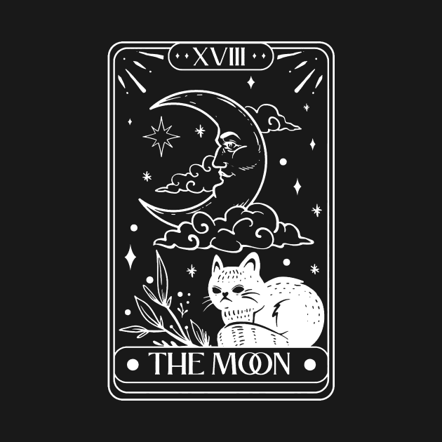 Witchy Cat "The Moon" Tarot Card by AbundanceSeed
