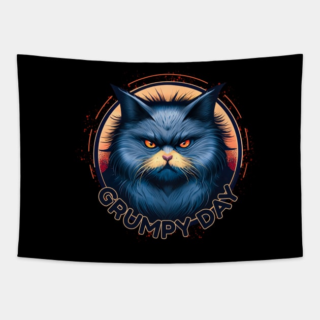 Grumpy day cat Tapestry by Misthaesis