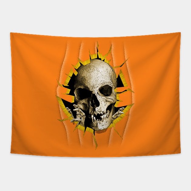 Creepy Halloween Skull Tapestry by Adatude