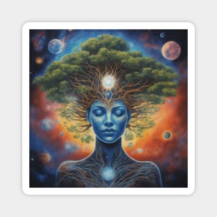 Cosmic woman with tree on head Magnet