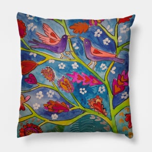 Birds in Love on Doodle Hearts, Valentines day! Pillow