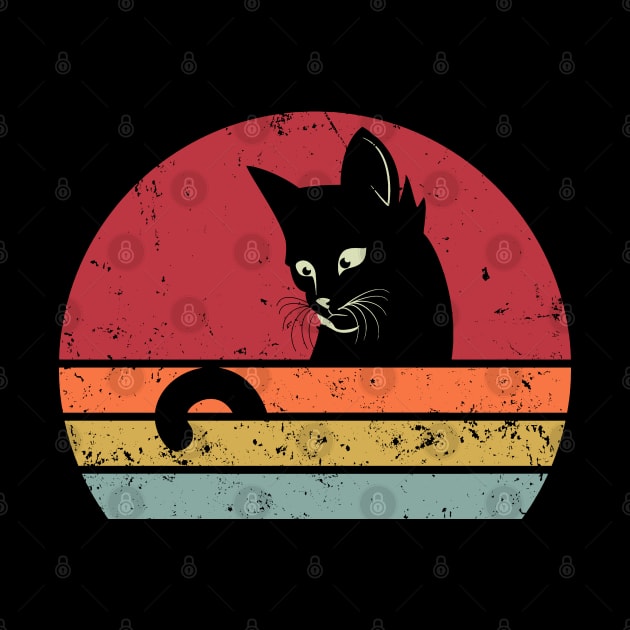 Funny Retro Black Cat Chasing Tail by Etopix