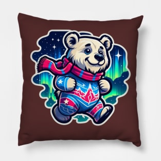 Cute Polar Bear - Nothern Lights Mascot Bear Pillow