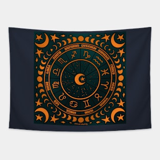 Moon Zodiac Wheel Tapestry